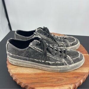 Nothing New Kicks Black Canvas Gray Distressed Sneakers Mens Sz 10